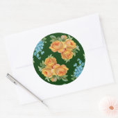 Yellow Roses Blue Flowers op groene Sticker (Envelop)