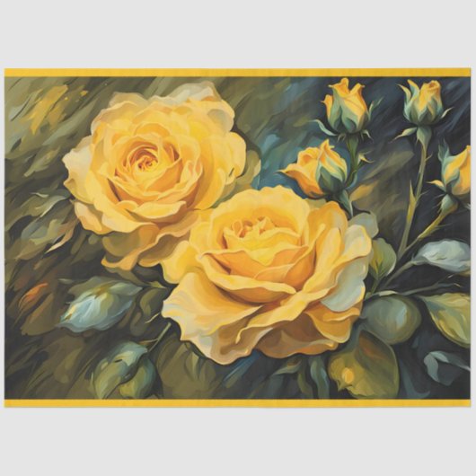 Yellow Roses Decoupage Tissue Paper Tissuepapier (Voorkant)