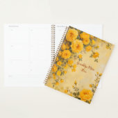 Yellow Roses Floral Spiral-Bound Planner Spring (Devant avec enveloppe)