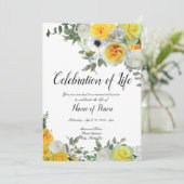 Yellow Roses Funeral Annountation Kaart (Staand voorkant)