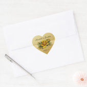 Yellow Roses Hart Bruiloft Sticker (Envelop)