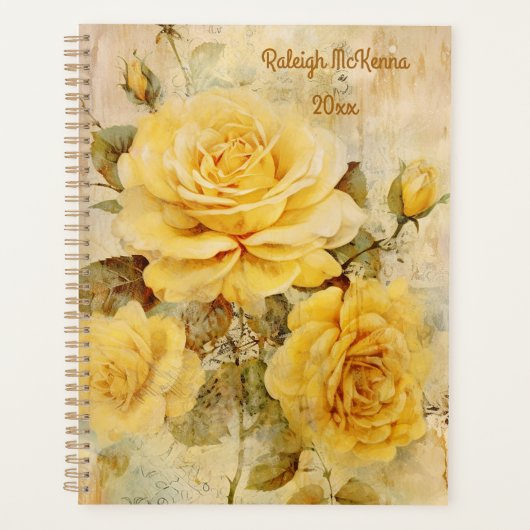 Yellow Roses Junk Journal Stijl Illustratie Planner (Voorkant)