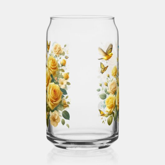 Yellow Roses Pattern Blikvorm Glas (Rechts)