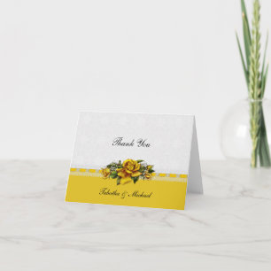 Yellow Roses Ribbons Lace Weddenschap Hartelijk da Bedankkaart