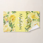 Yellow Roses tendance Girly Monogramme (Serviette à main)