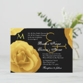 Yellow Roses Wedding Invitation Metallic Kaart (Staand voorkant)