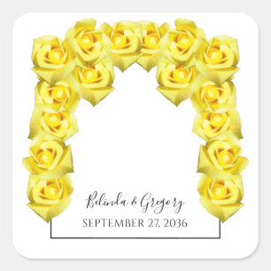 Yellow Roses Wedding Vierkante Sticker