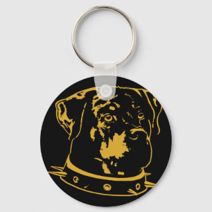 Yellow Rottweiler Illustratie Sleutelhanger