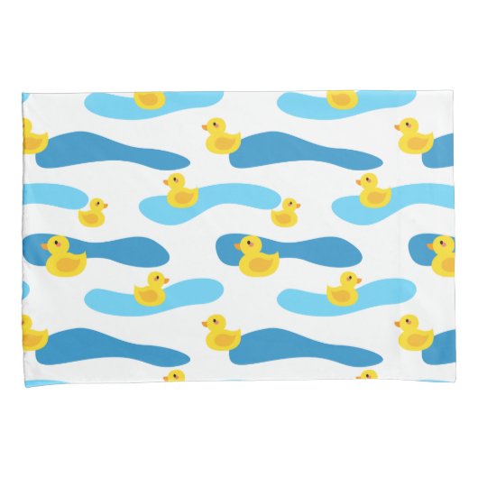Yellow Rubber Duck Pattern Kussensloop (Voorkant-Rechts)