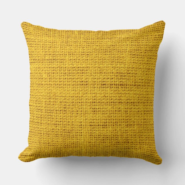 Yellow Rustic Burlap Linen Kussen (Voorkant)