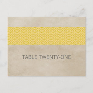 Yellow Rustique Damask Numéro de table Carte posta