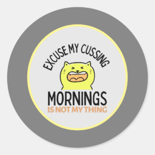 Yellow Sarcastic Funny Cat Zazzle Ronde Sticker