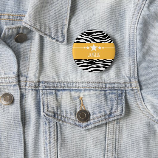 Yellow Sassy Star Zebra Button (In situ)
