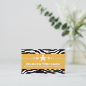Yellow Sassy Star Zebra Carte de visite d'impressi (Debout devant)