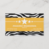 Yellow Sassy Star Zebra Carte de visite d'impressi (Dos)