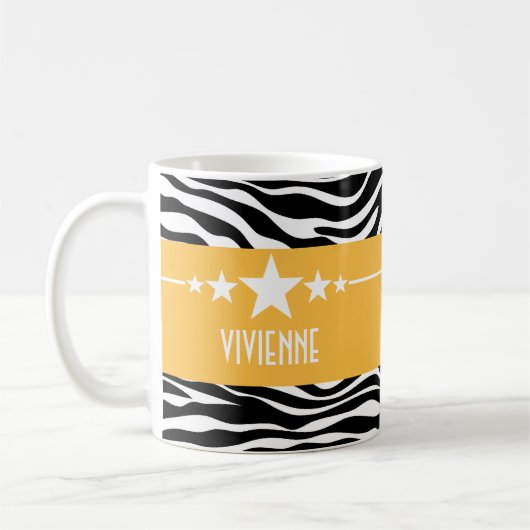 Yellow Sassy Star Zebra Mug (Gauche)