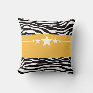 Yellow Sassy Star Zebra Pillow Kussen