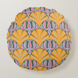 Yellow Scallop Cotton Round Pillow Rond Kussen