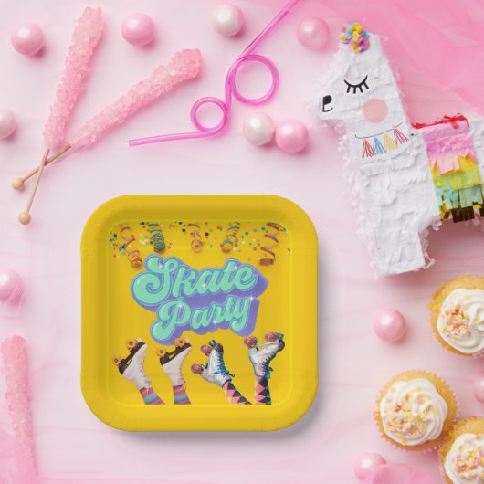 Yellow Schaats Party Papieren Bordje (Feest)