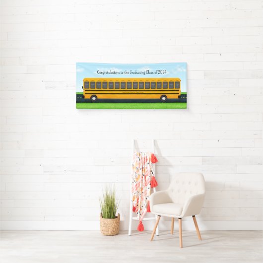 Yellow School Bus 16 Foto Custom Graduation Party Spandoek (Insitu)