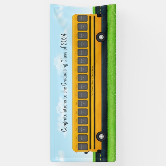 Yellow School Bus 16 Foto Custom Graduation Party Spandoek (Verticaal)