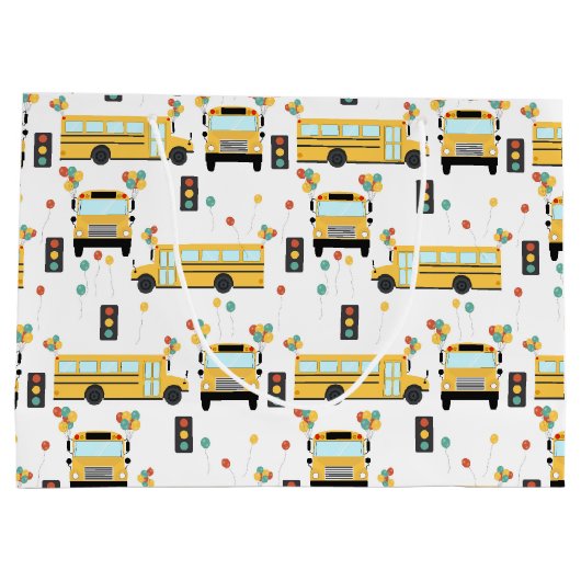 Yellow School Bus Kids Birthday Party Groot Cadeauzakje (Achterkant)