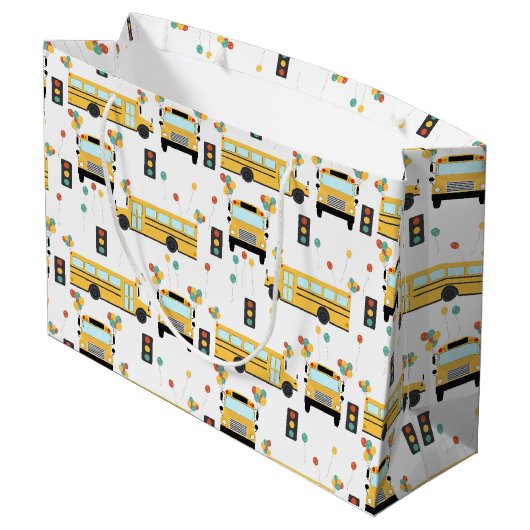 Yellow School Bus Kids Birthday Party Groot Cadeauzakje (Achterkant Gekanteld)
