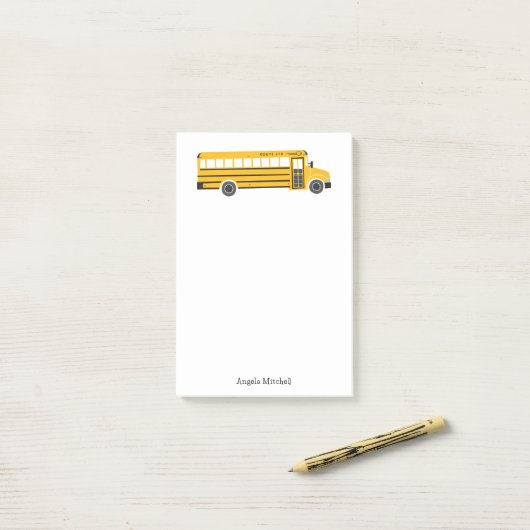Yellow School Bus Personal Stationery Post-it® Notes (Op bureau)