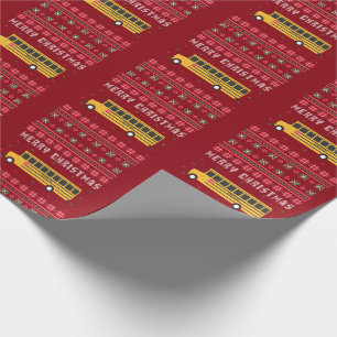 Yellow School Bus Ugly met kerstkeuken Cadeaupapier