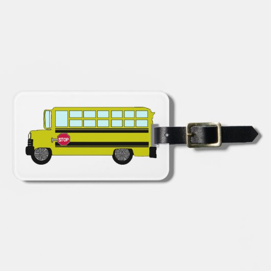 Yellow School Bus with Stop Sign Bagagelabel (Voorkant horizontaal)