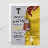 Yellow Scrubs Medische School Afstuderen Uitnodigi Kaart (Voorkant / Achterkant)