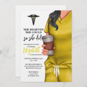 Yellow Scrubs Medische School Afstuderen Uitnodigi Kaart (Voorkant / Achterkant)