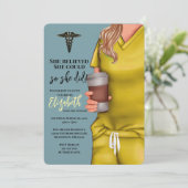 Yellow Scrubs Nursing School Afstuderen Uitnodigin Kaart (Staand voorkant)