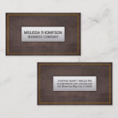 Yellow Seems | Bruin lederen textiel Visitekaartje (Voorkant / Achterkant)