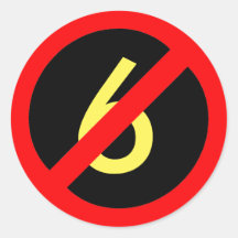 Yellow Six Red Circle Slash Sticker voor iedereen