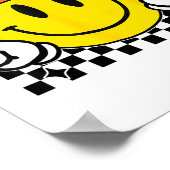 Yellow Smile Face Cute Checkered Peace Smiling Hap Poster (Hoek)