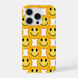 Yellow Smiley Emoji Happy Face Phone Case iPhone 15 Pro Hoesje