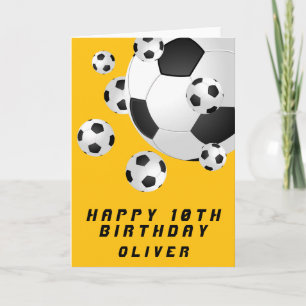Yellow Soccer Football Ball Boy Happy Birthday Kaart