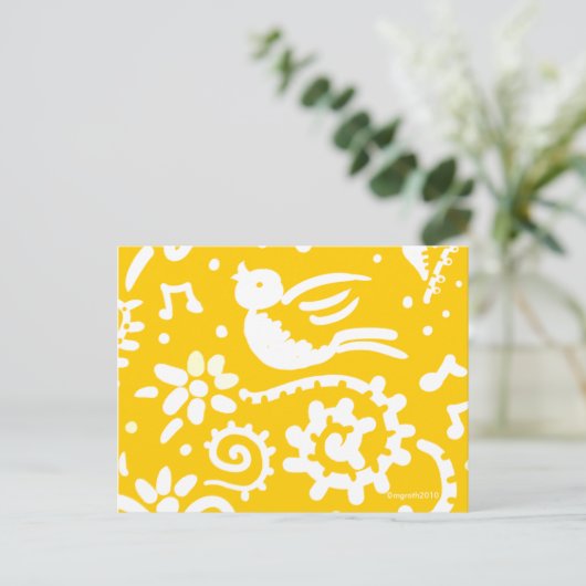 Yellow Songbird briefkaart (Staand voorkant)
