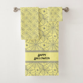 Yellow Spider Web Halloween Bad Handdoek