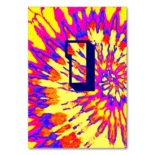 Yellow Spiral tie Dye bruiloft Table One Kaart (Voorkant)