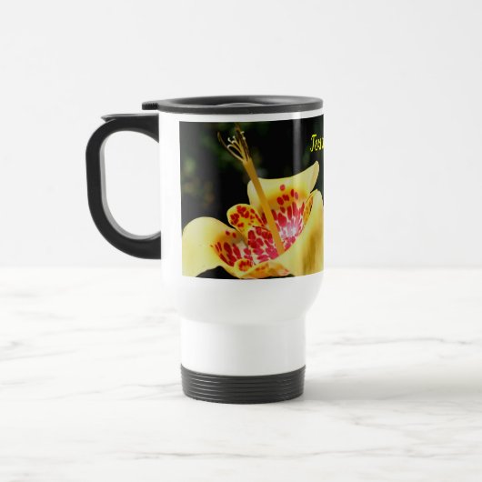 Yellow Spotted Lily Flower Personalized Reisbeker (Links)