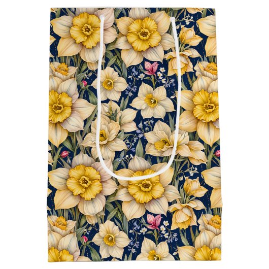 Yellow Spring Daffodils Medium Cadeauzakje (Achterkant)