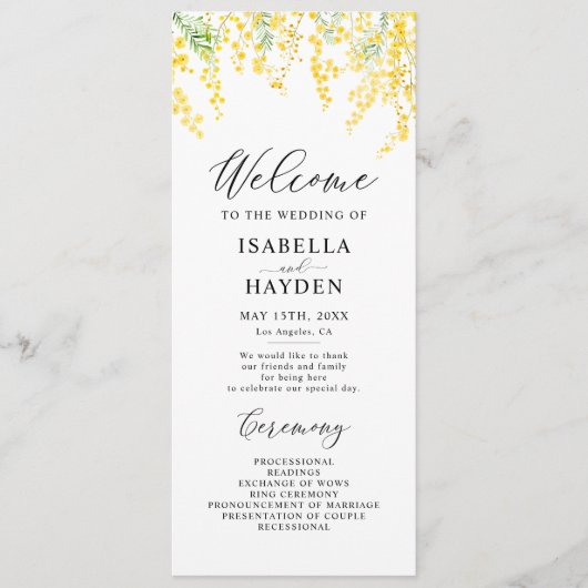Yellow Spring Elegant Floral Wedding Flat Programm Programma (Voorkant)