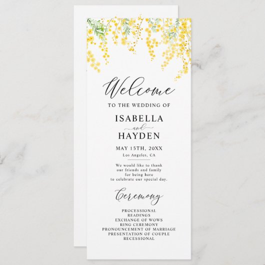 Yellow Spring Elegant Floral Wedding Flat Programm Programma (Voorkant / Achterkant)