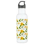 Yellow Spring Flower Pattern Waterfles (Voorkant)