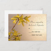 Yellow Spring Forsythia Wedding RSVP Response Kaar (Voorkant / Achterkant)