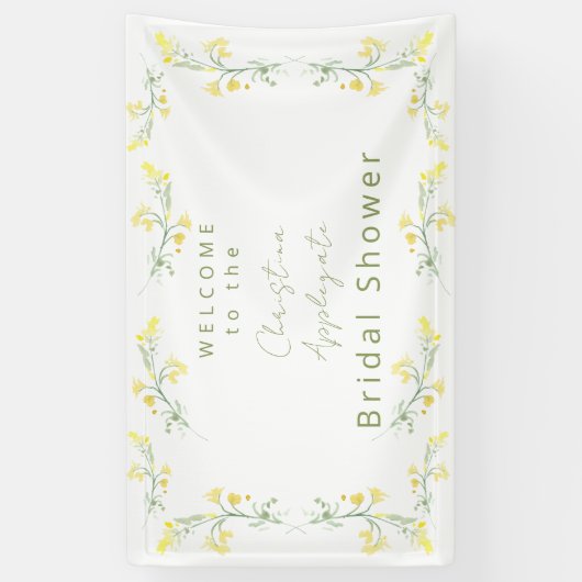 Yellow Spring Wildflowers Wit Vrijgezellenfeest Spandoek (Verticaal)