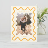 Yellow Squiggly Wavy Lijst Wedding Save The Date (Staand voorkant)