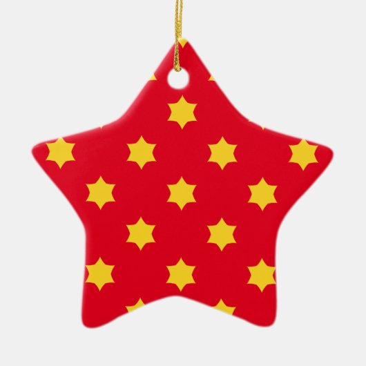Yellow Star Pattern Keramisch Ornament (Voorkant)